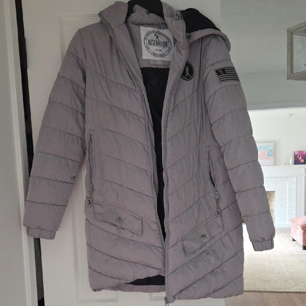 Women's Light Gray Quilted Hooded Puffer Coat